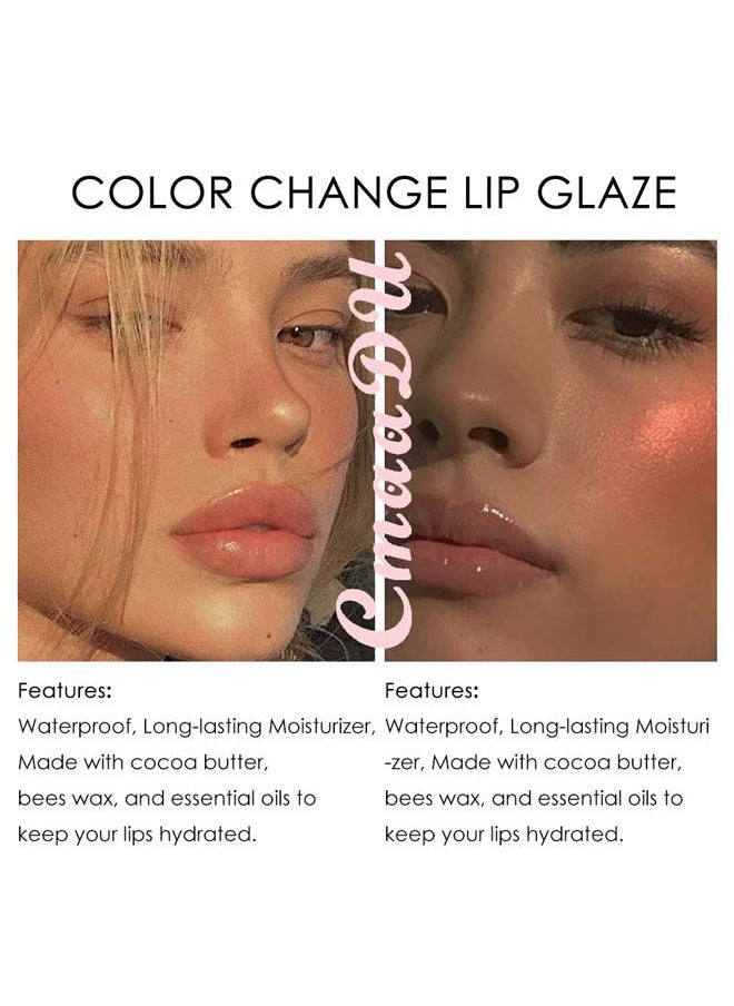 BINGBRUSH 2 Pcs Color Changing Lip Gloss Lip Oil Tinted, Pink Magic Mood Lipstick,Temperature Color Change Lip Stain Lip Balm, Longlasting Lips Will Not Dry Out  - Image 5