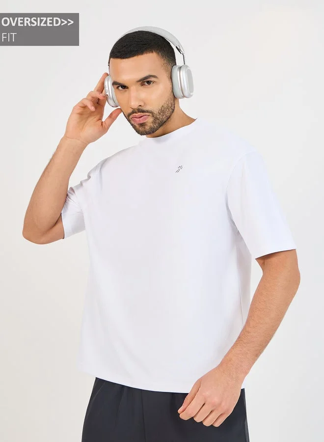 Styli Active Micro Pique Knit Oversized T-Shirt with Reflective Logo