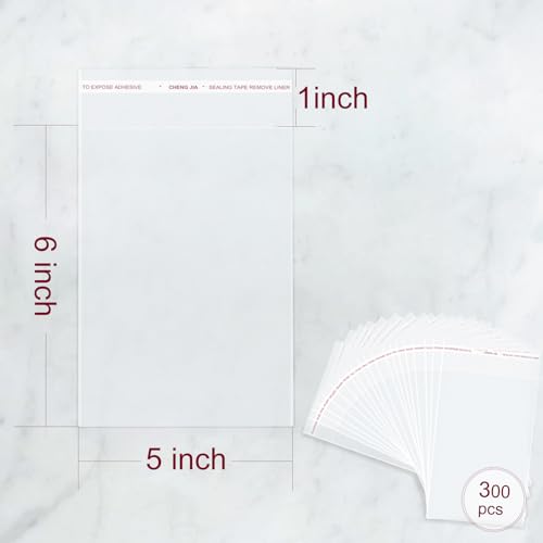 Ksmxos 300PCS Clear Self Sealing Cellophane Bags - Cookie, Candy & Bread Bags (5x6 Inches) - Image 2