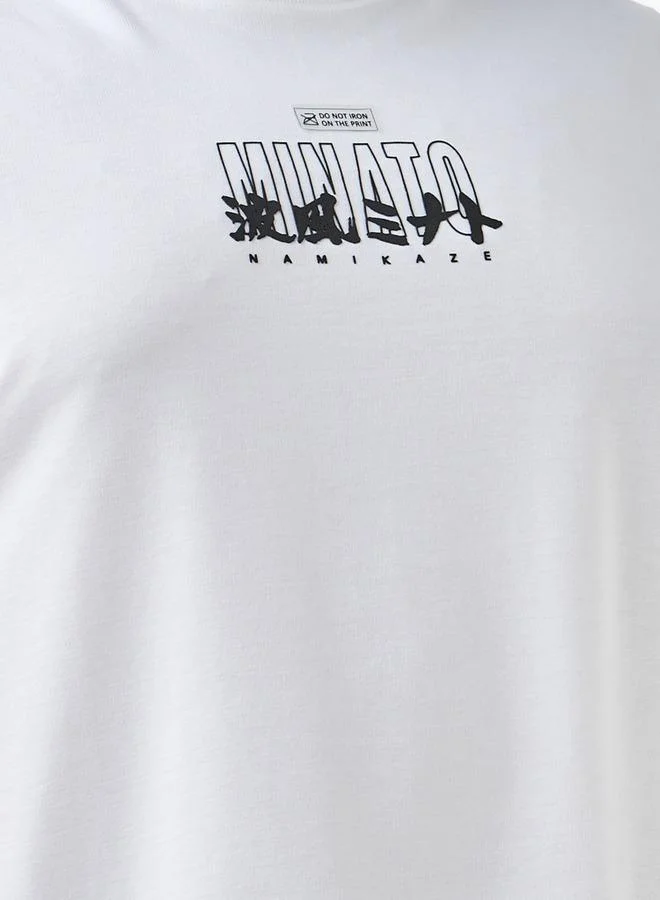 Maxim  Men Regular Fit Crew Neck Short Sleeve Minato Namikaze Print T shirt for Men | Best Price UAE
