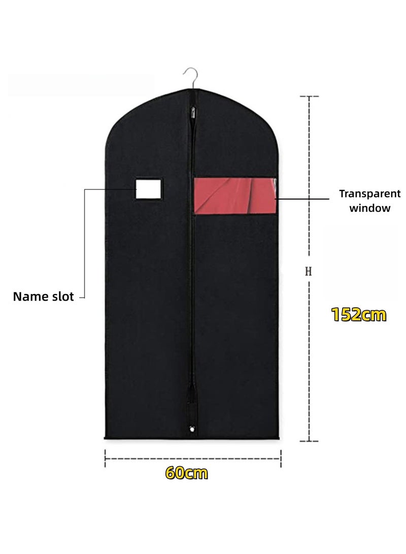 نوفولان حقيبة غبار فستان البدلة، عبوة من 3 قطع، غطاء بدلة غير منسوج، نافذة شفافة سميكة، حقيبة بدلة للحماية من الغبار والرطوبة، حقيبة تخزين البدلة، حقيبة غبار، فتحة تعليق نافذة شفافة، بطاقة اسم (152 × 60 سم، أسود) - Image 2