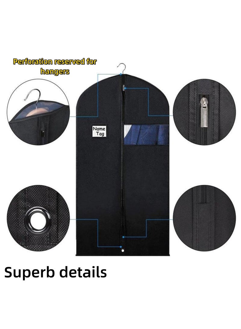 نوفولان حقيبة غبار فستان البدلة، عبوة من 3 قطع، غطاء بدلة غير منسوج، نافذة شفافة سميكة، حقيبة بدلة للحماية من الغبار والرطوبة، حقيبة تخزين البدلة، حقيبة غبار، فتحة تعليق نافذة شفافة، بطاقة اسم (152 × 60 سم، أسود) - Image 4