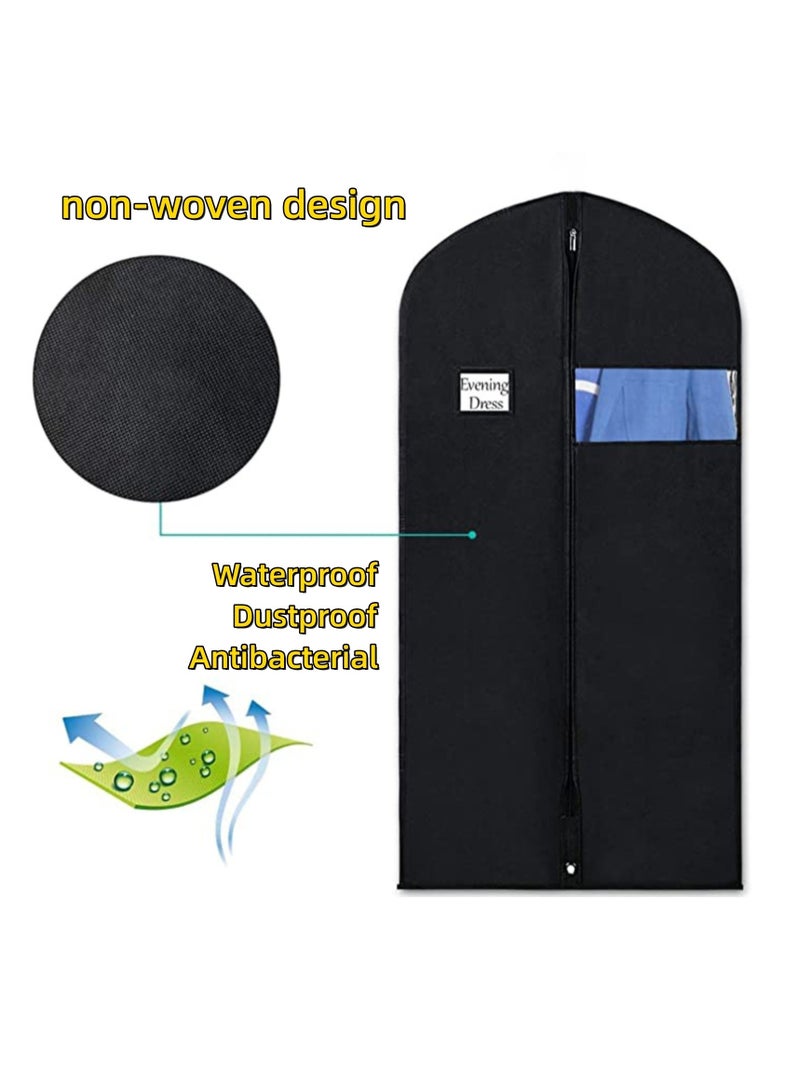 نوفولان حقيبة غبار فستان البدلة، عبوة من 3 قطع، غطاء بدلة غير منسوج، نافذة شفافة سميكة، حقيبة بدلة للحماية من الغبار والرطوبة، حقيبة تخزين البدلة، حقيبة غبار، فتحة تعليق نافذة شفافة، بطاقة اسم (152 × 60 سم، أسود) - Image 3