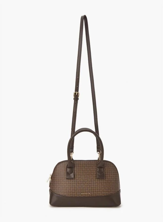 Flora Bella By Shoexpress Monogram Print Tote Bag with Detachable Strap and Zip Closure