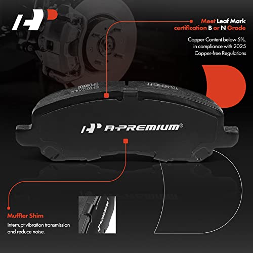 A-Premium Front Ceramic Disc Brake Pads Set Compatible with Select Chrysler, Dodge, Jeep and Mitsubishi Models - 200, Sebring, Avenger, Caliber, Stratus, Compass, Patriot, Eclipse, Galant, Lancer, RVR - Image 2
