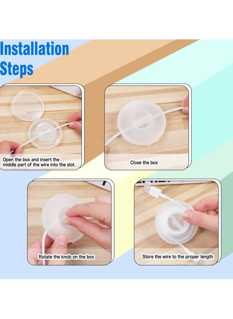 KASTWAVE 9 Pcs Charging Cord Organizer Portable Charger Cord Holder Round Storage Cable Winder Retractable Cable Management Flexible USB Cable Reel for Home Office Classroom, Transparent - Image 3