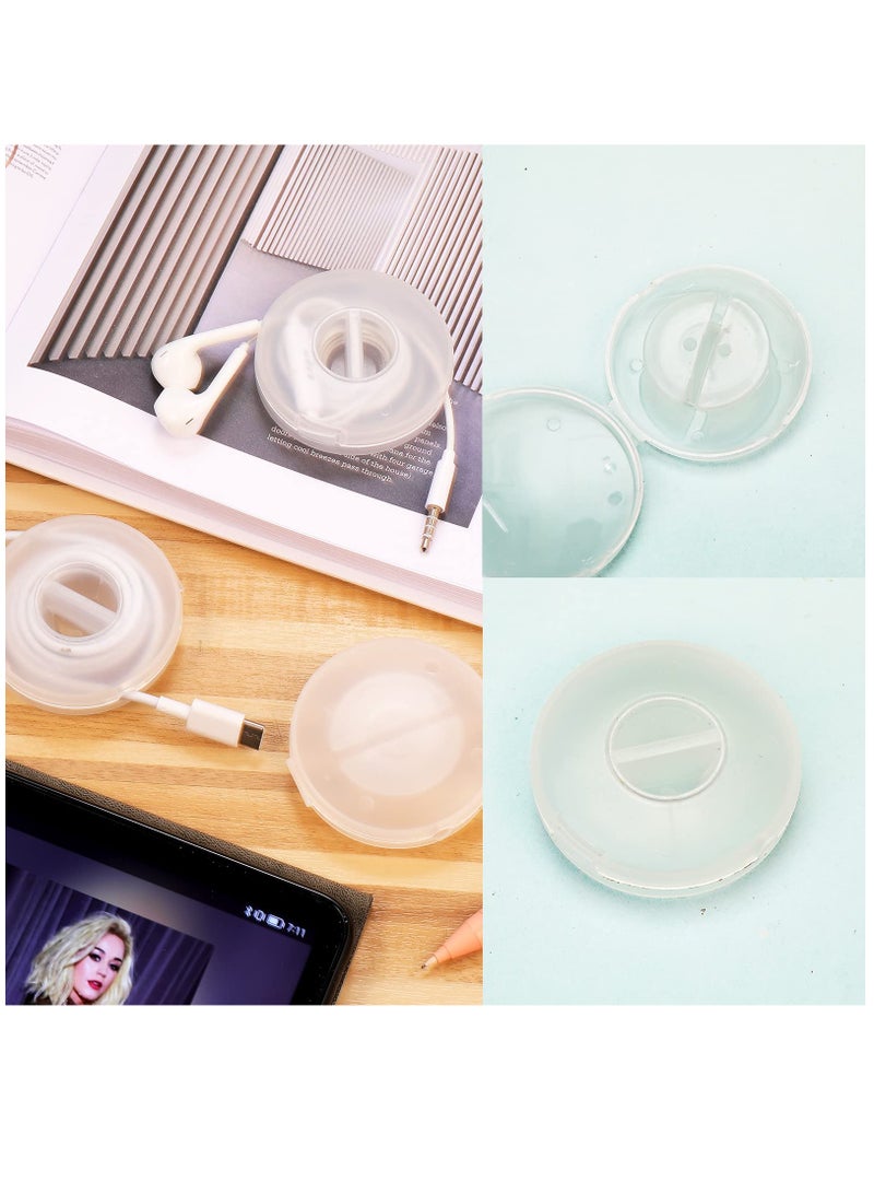 KASTWAVE 9 Pcs Charging Cord Organizer Portable Charger Cord Holder Round Storage Cable Winder Retractable Cable Management Flexible USB Cable Reel for Home Office Classroom, Transparent - Image 2