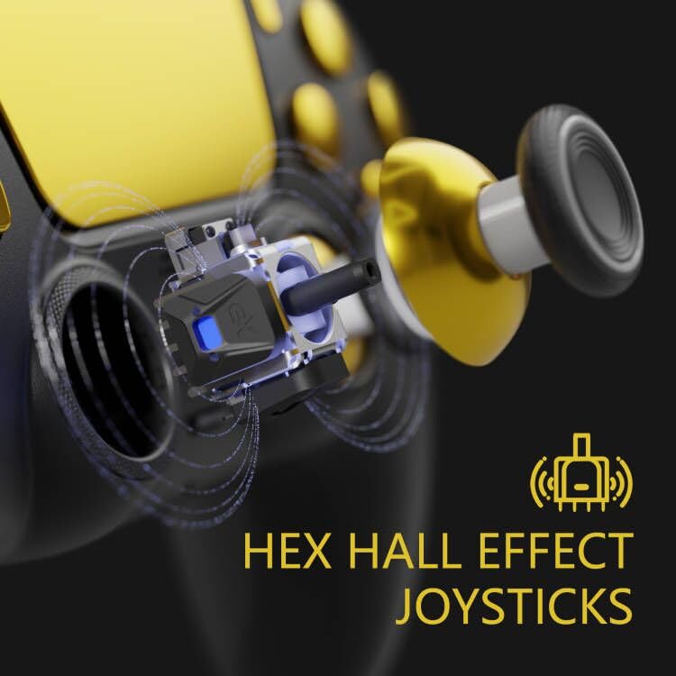HEXGAMING RIVAL PRO Hall Effect Wireless Controller Compatible with ps5-4 Back Buttons, Mouse-Click Hair Triggers, Interchangeable Thumbsticks - Black - Image 4