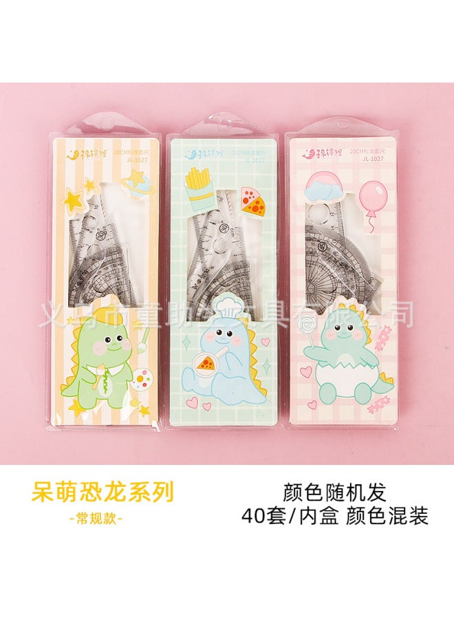 HELPS Cute Cartoon Set Of Rulers For Students, Multifunctional Triangle Ruler, Protractor, Four-piece Set, Soft Ruler - Image 1