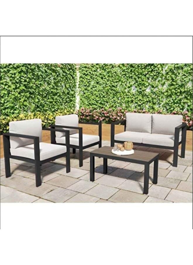 Sampa Rattan Sampa Industrial-Style Outdoor Set – Black Sofa, 2 Chairs & Table with Exposed Iron Frame  - Image 1
