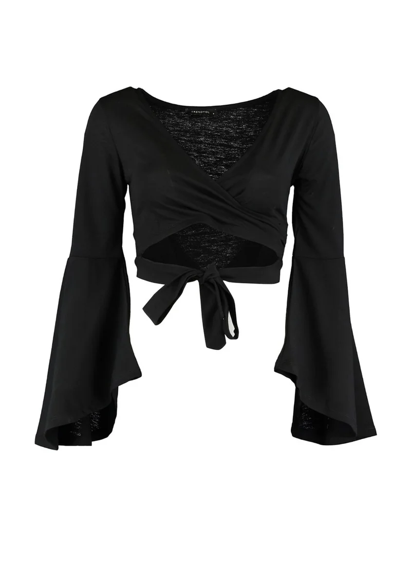 trendyol Cross Strap Flute Sleeve Top