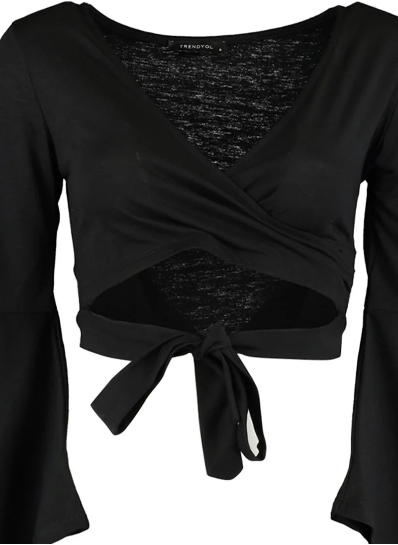 trendyol Cross Strap Flute Sleeve Top