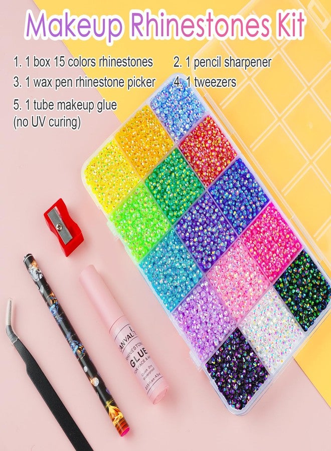 Canvalite 18000Pcs Rhinestones for Face Multi Color Face Gems Face Jewels for Eye, Hair, Nail Gems with Quick Dry Makeup Glue, Rhinestones Picker, Tweezers for Nail Art & Face Makeup - Image 2