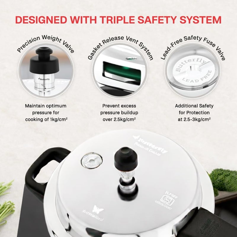 BUTTERFLY Stainless Steel 3-Liter Curve Pressure Cooker - Image 5