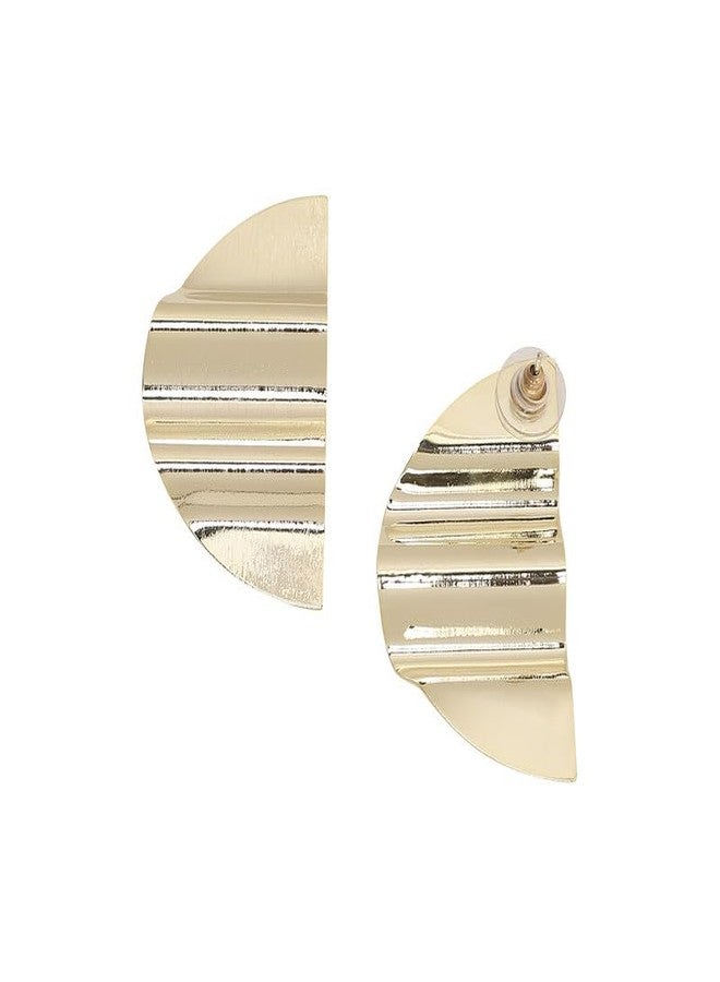 SOHI Women's Dented Minimal Stud Wear | Gold Colour | Alloy Material | Push Pin Closure | Metallic Earrings | Fashion - Image 5