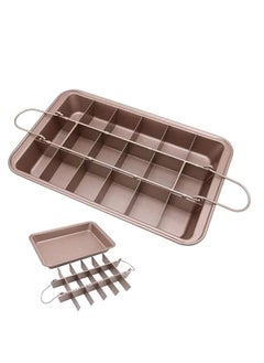 Brownie Baking Tray, Non-Stick Brownie Cake Pan with Dividers and Grips, 18 Pre-slice Brownie Pan for Baking Bread, Cookie, Cake, Chocolate(Champagne Gold) - pzsku/ZD6FA7465687C5867135FZ/45/_/1731986006/bd554395-6bc4-416e-aa94-7e5235dcc2f1