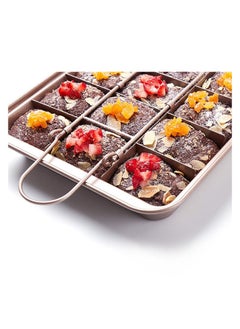 Brownie Baking Tray, Non-Stick Brownie Cake Pan with Dividers and Grips, 18 Pre-slice Brownie Pan for Baking Bread, Cookie, Cake, Chocolate(Champagne Gold) - pzsku/ZD6FA7465687C5867135FZ/45/_/1731986037/6355feec-1db8-4d4e-b759-bb409f0115d7