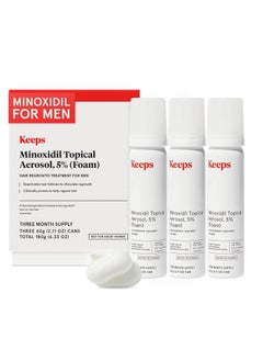 Keeps Keeps Extra Strength Minoxidil for Men Topical Aerosol Foam 5%, Hair Growth Treatment - 3 Month Supply (3 x 2.11oz Bottles) - Thicker, Longer Hair - Slows Hair Loss & Promotes Hair Regrowth  - Image 1