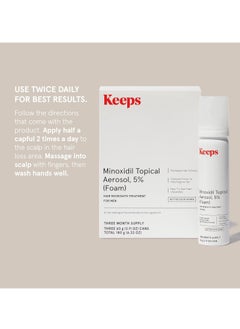 Keeps Keeps Extra Strength Minoxidil for Men Topical Aerosol Foam 5%, Hair Growth Treatment - 3 Month Supply (3 x 2.11oz Bottles) - Thicker, Longer Hair - Slows Hair Loss & Promotes Hair Regrowth  - Image 3