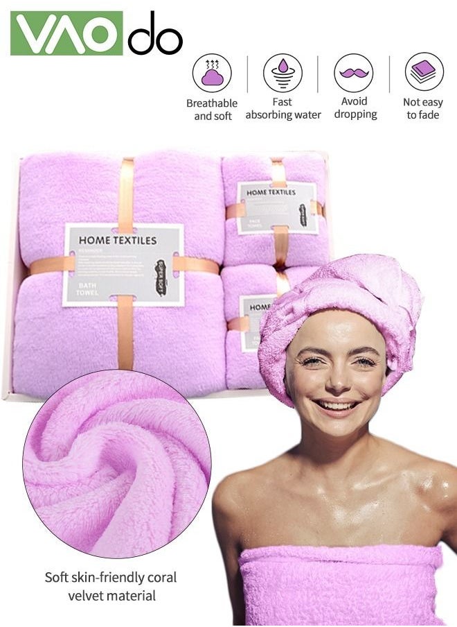 VAOdo 3-Piece Bath Towel Set Skin Friendly Coral Wool Quick Drying  - Image 5