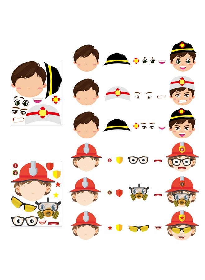 مول مول 6 36 قطعة من ملصقات رجال الإطفاء، ملصقات صنع وجه، لوازم حفلات أعياد الميلاد، هدايا حفلات استقبال المولود، ديكورات الغرف، ملصقات رئيس الإطفاء، ألعاب يدوية للأطفال الأولاد والبنات... - Image 2