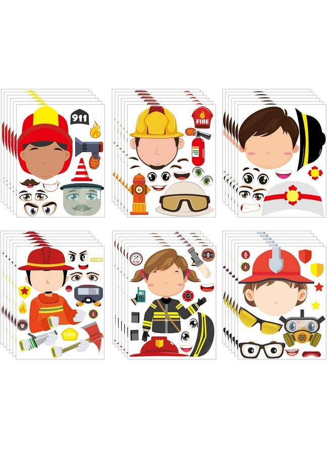 مول مول 6 36 قطعة من ملصقات رجال الإطفاء، ملصقات صنع وجه، لوازم حفلات أعياد الميلاد، هدايا حفلات استقبال المولود، ديكورات الغرف، ملصقات رئيس الإطفاء، ألعاب يدوية للأطفال الأولاد والبنات... - Image 1