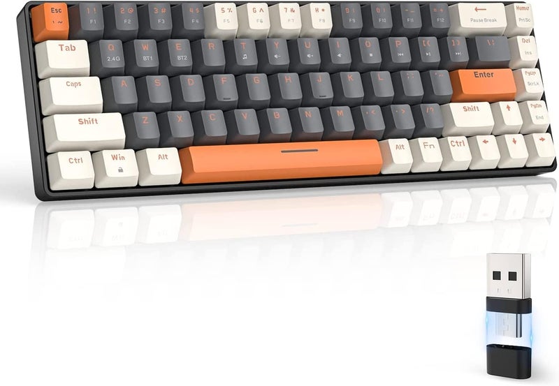 Ninjadog Varna Pro Mechanical Keyboard Wireless Bluetooth - 60% Compact TKL, Blue Clicky Switch, Multi Device 3 Host, 2.4GHz Dongle, Hot Swap, Windows Mac - Image 1