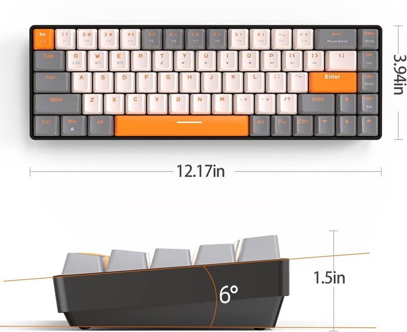 Ninjadog Varna Pro Mechanical Keyboard Wireless Bluetooth - 60% Compact TKL, Blue Clicky Switch, Multi Device 3 Host, 2.4GHz Dongle, Hot Swap, Windows Mac - Image 3