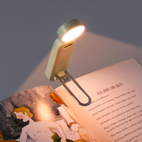 VAVOFO USB Rechargeable Book Light Blue Light Blocking Amber Light Clip On Bookmark Shaped Reading Light Eye Care 6 LEDs Book Light for Bookworms Reading in Bed with 9 Lighting Modes Green - Image 3