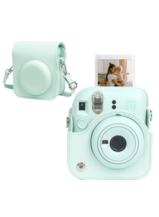 حقيبة كاميرا لـ Instax Mini 12 – غطاء واقي دقيق المطابقة مع إغلاق مغناطيسي | تصميم يسمح بالتصوير بدون إزالة الحقيبة وحزام قابل للتعديل (أخضر) - Image 1