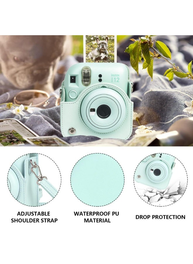حقيبة كاميرا لـ Instax Mini 12 – غطاء واقي دقيق المطابقة مع إغلاق مغناطيسي | تصميم يسمح بالتصوير بدون إزالة الحقيبة وحزام قابل للتعديل (أخضر) - Image 3