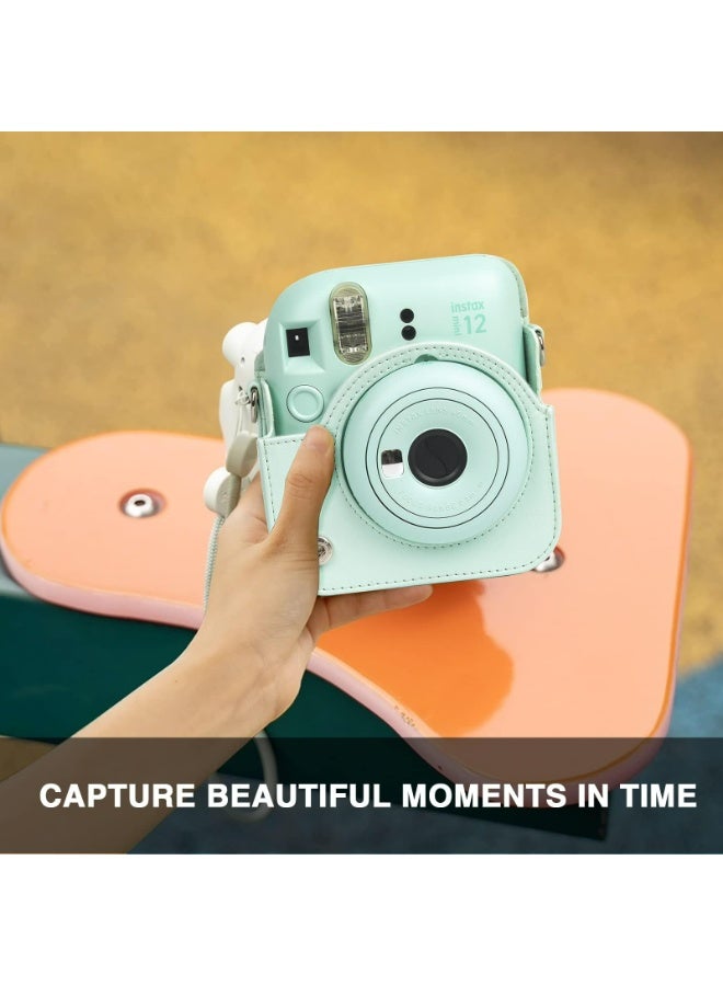 حقيبة كاميرا لـ Instax Mini 12 – غطاء واقي دقيق المطابقة مع إغلاق مغناطيسي | تصميم يسمح بالتصوير بدون إزالة الحقيبة وحزام قابل للتعديل (أخضر) - Image 4