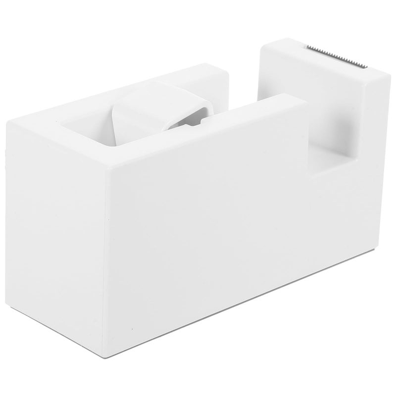 Compact White Tape Dispenser Portable Desktop Cutter For Home Office Organization - Image 2