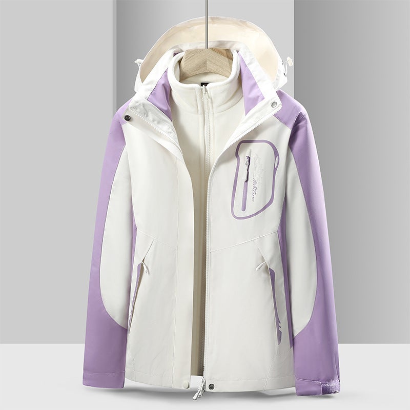 New Detachable Mink Fur Outdoor Jacket For Men, Three-In-One 0.05Kg Piece Set For Couples, Women'S Hooded Jacket - Image 2
