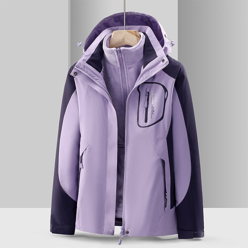 New Detachable Mink Fur Outdoor Jacket For Men, Three-In-One 0.05Kg Piece Set For Couples, Women'S Hooded Jacket - Image 5
