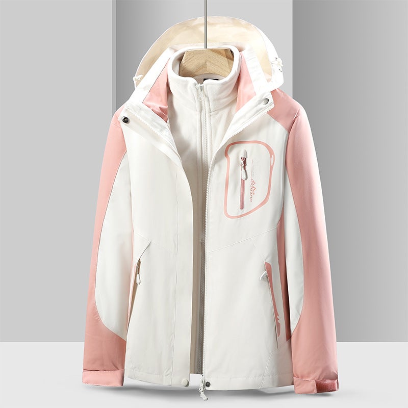 New Detachable Mink Fur Outdoor Jacket For Men, Three-In-One 0.05Kg Piece Set For Couples, Women'S Hooded Jacket - Image 3
