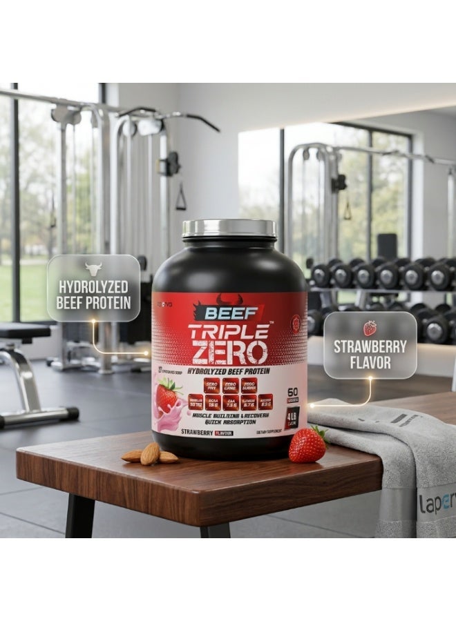 Laperva Beef Triple Zero Hydrolyzed Protein Powder  ZERO CARB, SUGAR & FAT - 86% Protein - With BCAA & Glutamine Strawberry Flavour 4 lb - Image 4