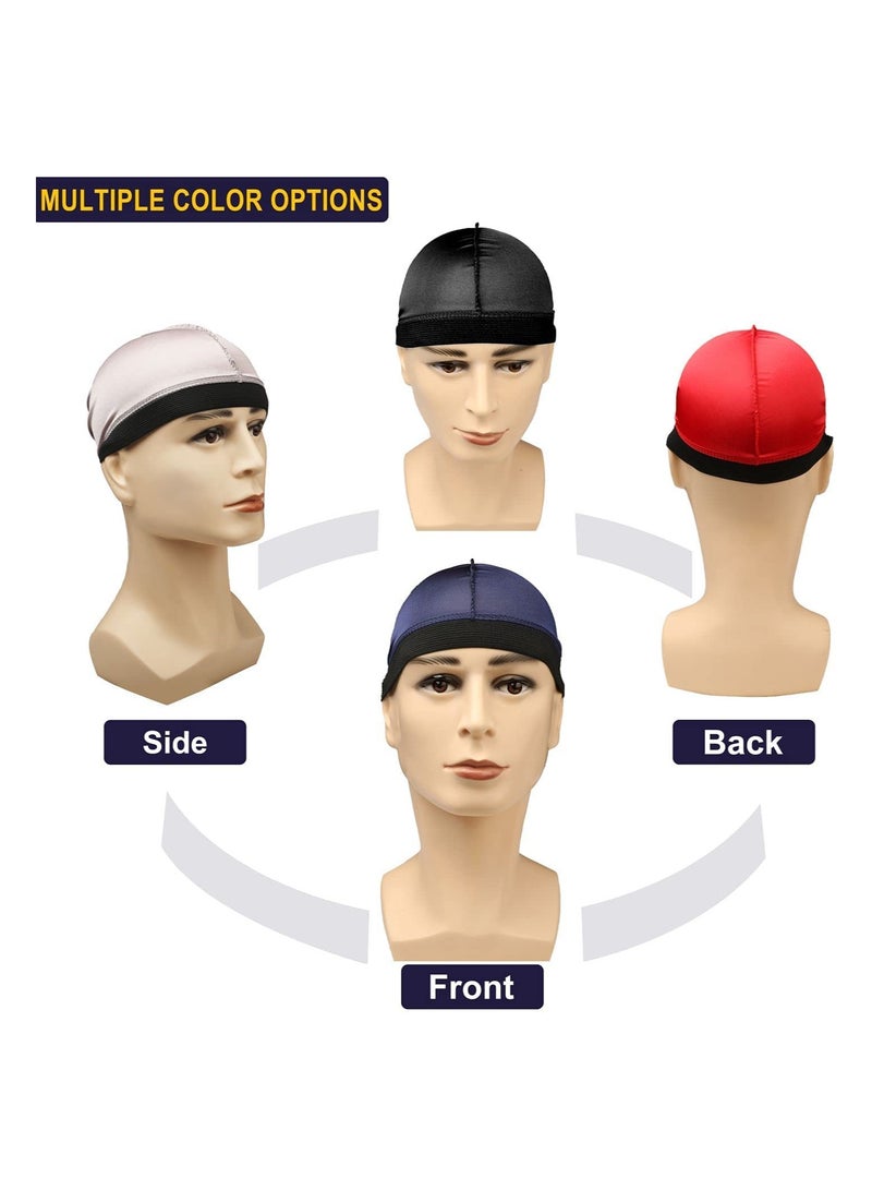 4Pcs Silk Wave Caps for 360 Waves, Comfortable Compression Durag for Men, Large Size Satin Caps Ideal for Adult Wave Styles - Image 4