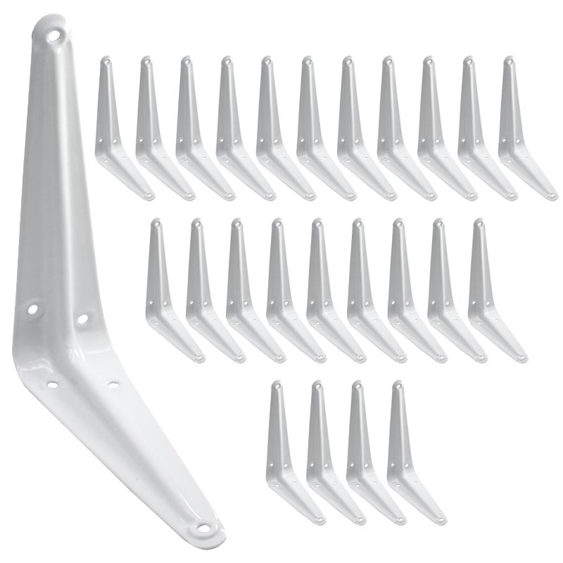 PHITUODA 24 Pack Shelf Brackets 6 x 5 Inch Heavy Duty White Metal Floating Shelf Bracket L Bracket Corner Brace Support J Bracket Decorative Joint Angle Bracket for Hanging - Image 2