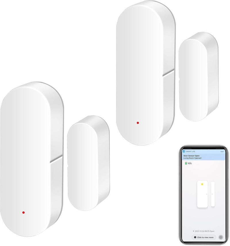 SENCKIT WiFi Door Sensor - Smart Open/Closed Detectors with App Alerts, Compatible with Alexa & Google Assistant (2 Pack) - Image 1
