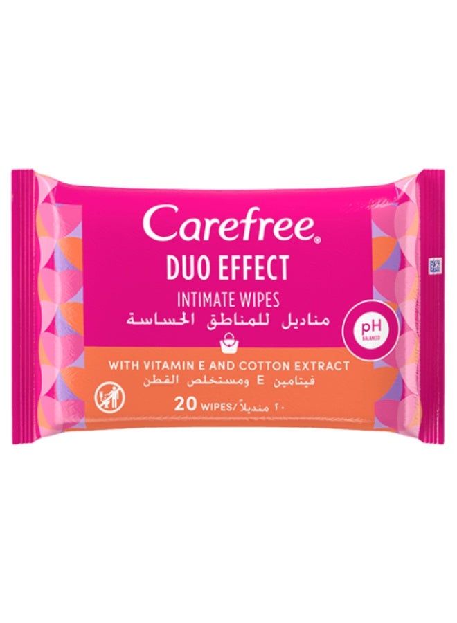 Carefree® Duo Effect Intimate Wipes with Vitamin E and Cotton extract