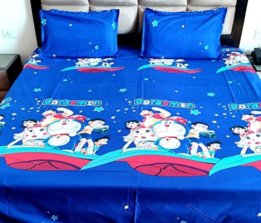 Bless Kraft Kids Cartoon Character King Size Cotton Glace Bedsheet Size 95 X 108 Inches GSM 230 Blue Dore  - Image 4