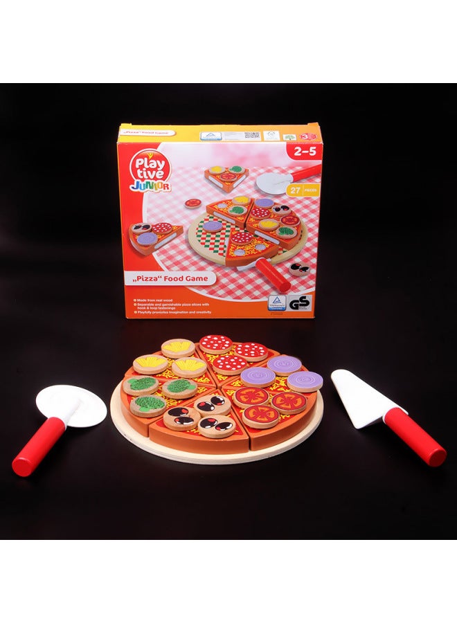 Children's Play Wooden Toy Fast Food Combination Wooden Simulation Chicele Pizza Hamburger Fries Set Wholesale-Color:Pizza Simulation - Image 4