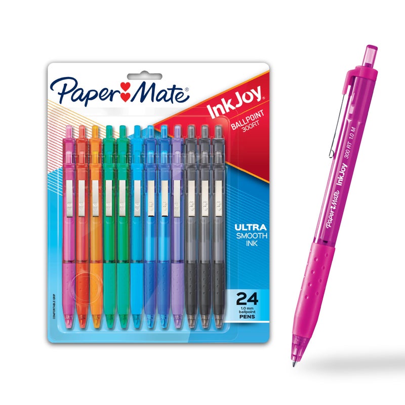 Paper Mate InkJoy 300RT Retractable Ballpoint Pens Medium Point 10 Ink Colors 24 Pack (1951398) - Image 1