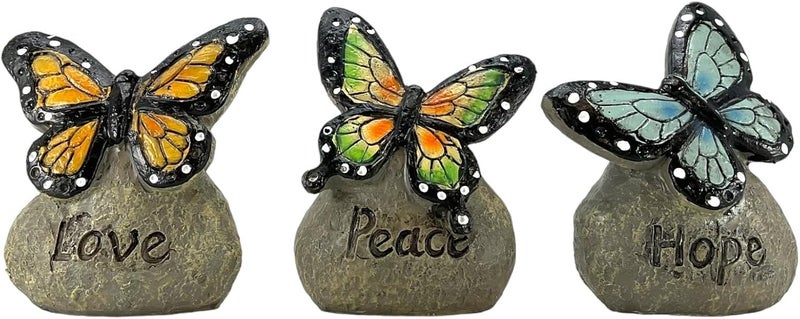 Gerson Spring Butterfly Messages on Stone Decorative Figurines  Set of 3 - Image 3