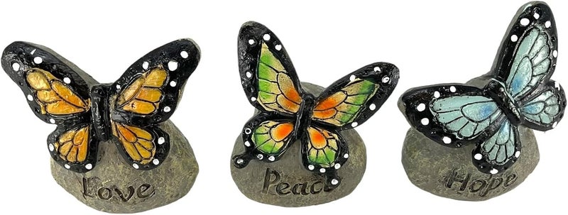 Gerson Spring Butterfly Messages on Stone Decorative Figurines  Set of 3 - Image 2