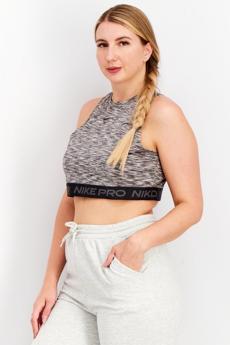 Nike Women Slim Fit Training Space Dye Cropped Top, Black - Image 2