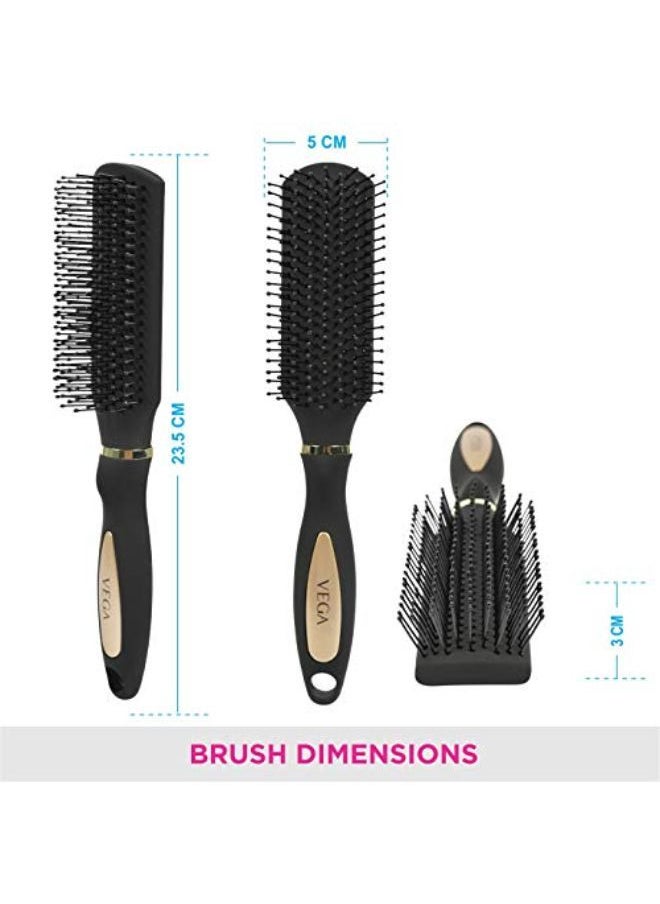 Vega Flat Brush Black And Silver Colored Handle And Black Colored Brush Head  - Image 3