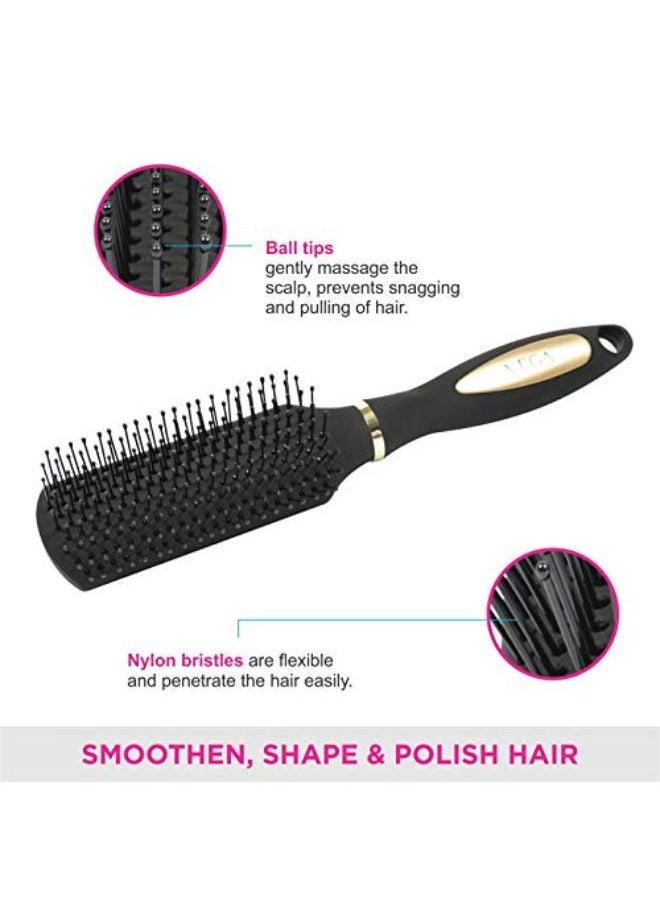 Vega Flat Brush Black And Silver Colored Handle And Black Colored Brush Head  - Image 4