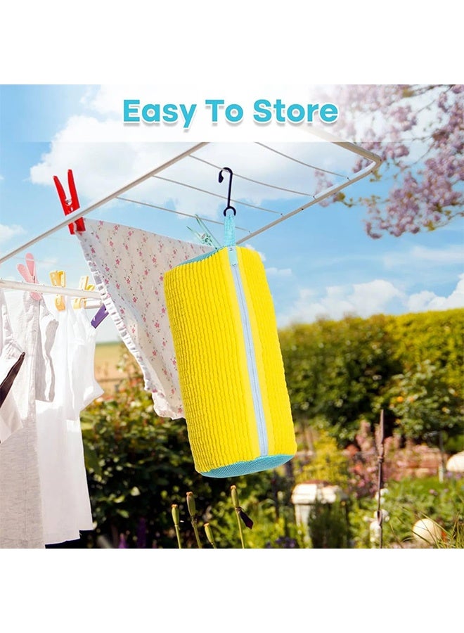 حقيبة غسل الأحذية ، حقيبة غسيل للأحذية ، حقيبة تخزين أحذية محمولة للسفر ، حقيبة تنظيف أحذية رياضية قابلة لإعادة الاستخدام لغسالة الملابس ، مناسبة للرجال والنساء والأطفال سميكة ومقاومة صفراء (39 سم * 19 سم) - Image 4